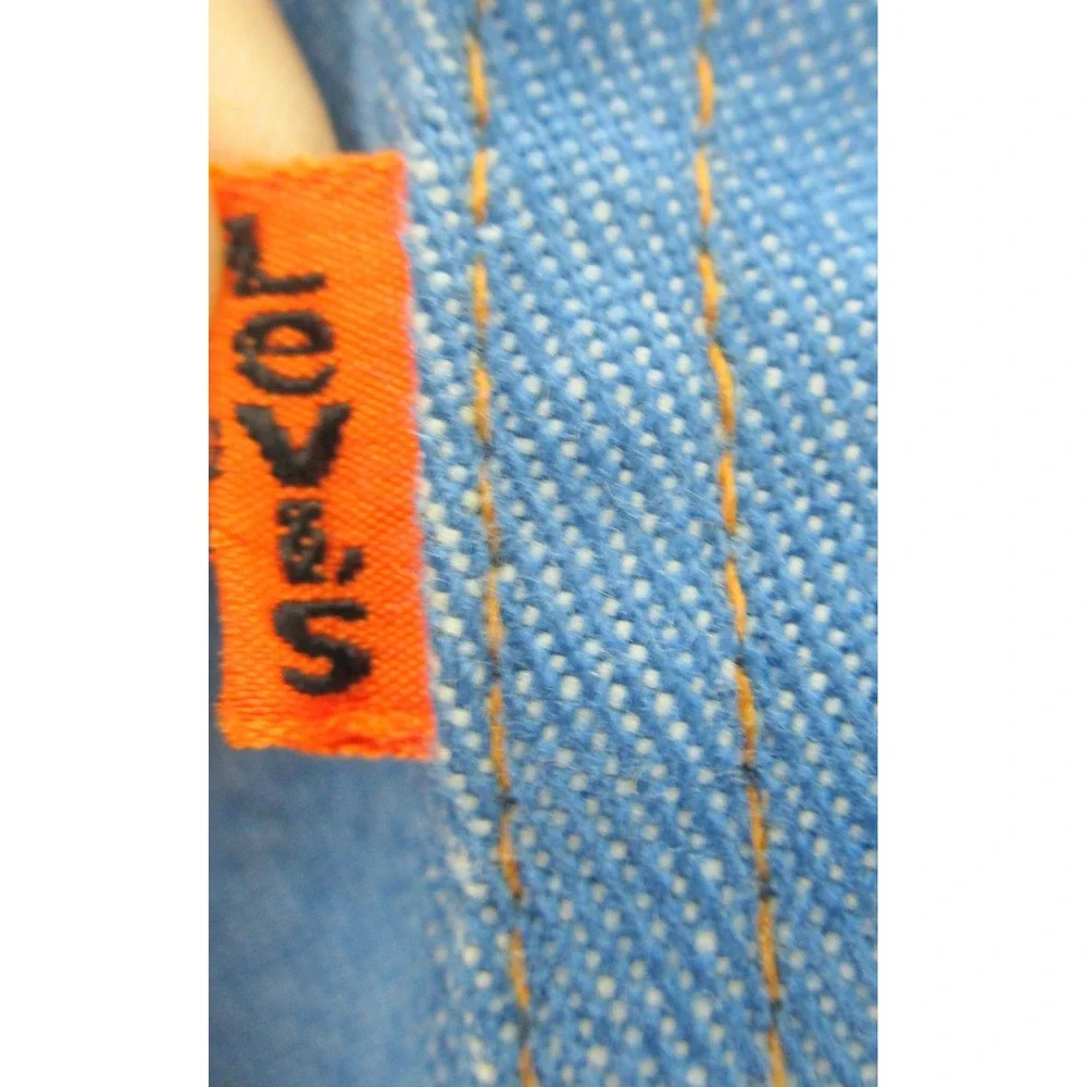 1970's Levi's Wide Leg Womens Medium Denim Pant Shirt Set Orange Tab